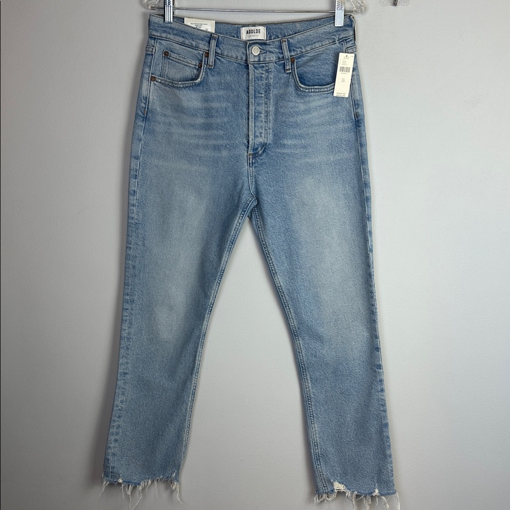 NWT Agolde Riley High Rise Straight Crop Jeans in Bitter Size 29 Cotton Stretch - Picture 2 of 16